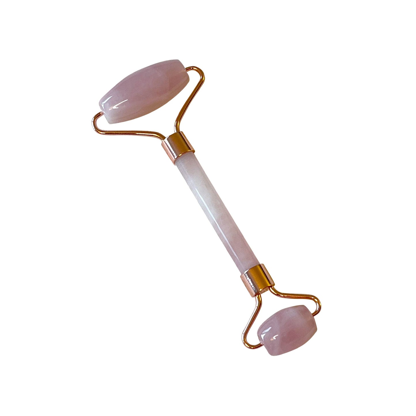 Rose quartz facial roller for skincare, enhancing glow and improving skin texture.